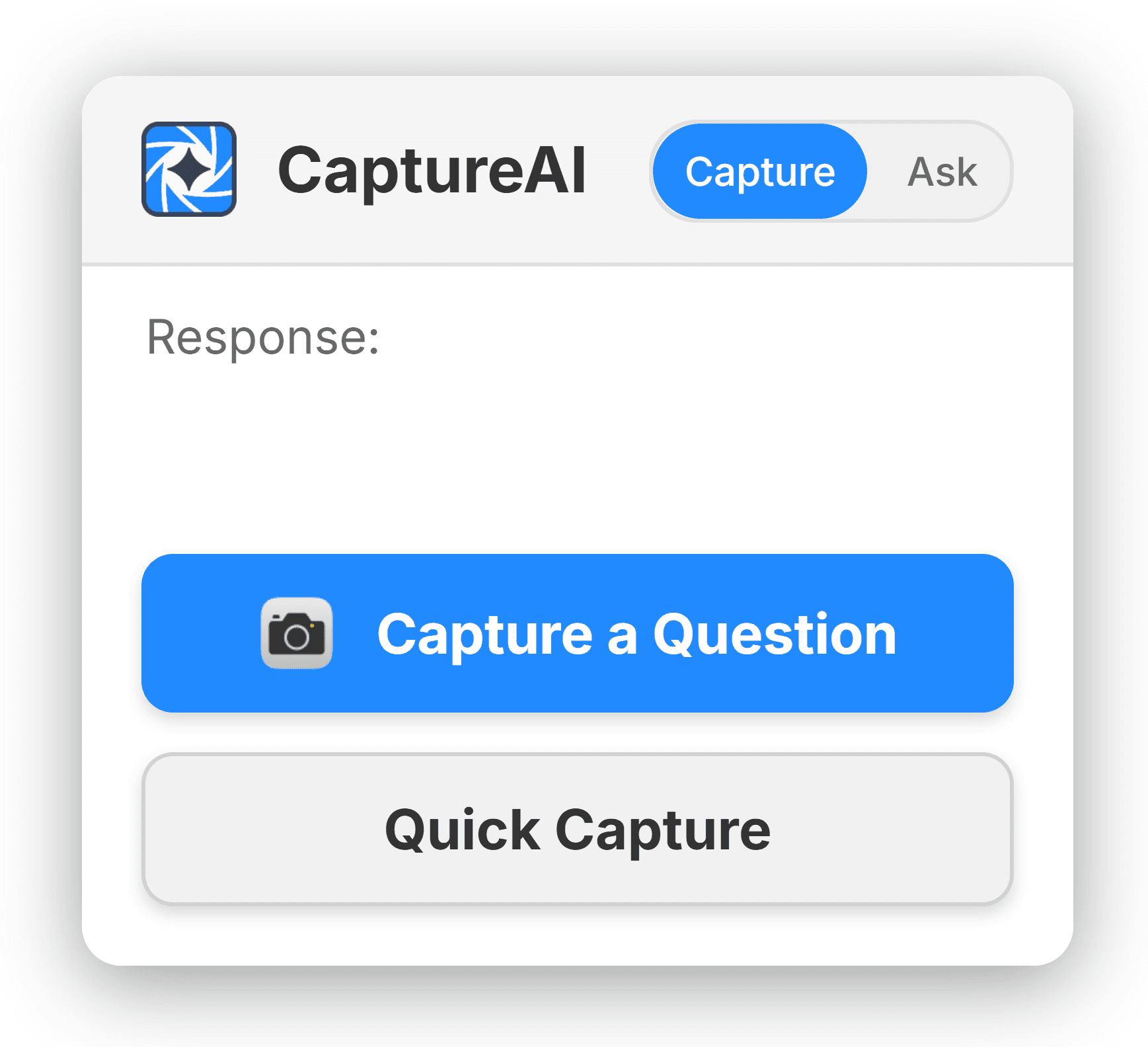 CaptureAI floating interface on a webpage